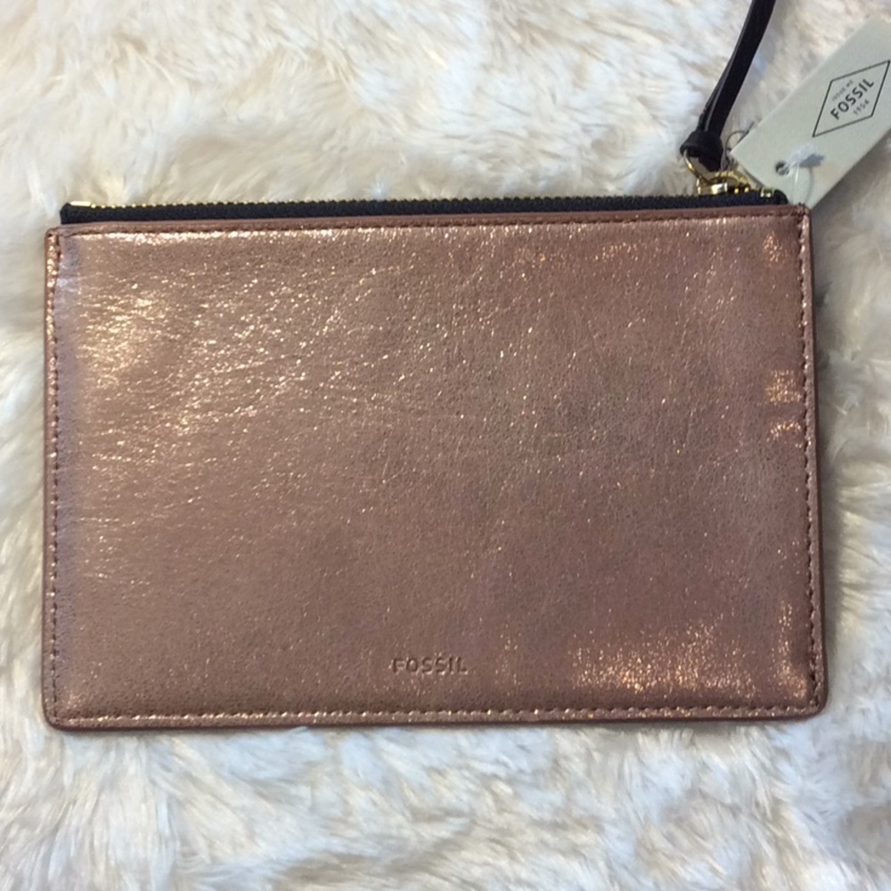 Fossil Rose Gold Zippered Wallet